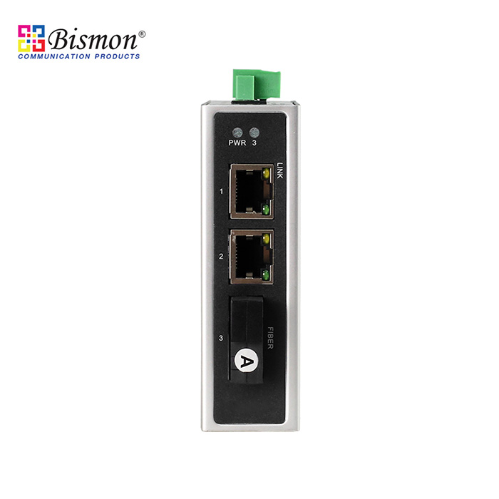 2Port PoE 10/100Base-T to 100Base-x, SC-Single-fiber(A) SM 20km Industrial switch